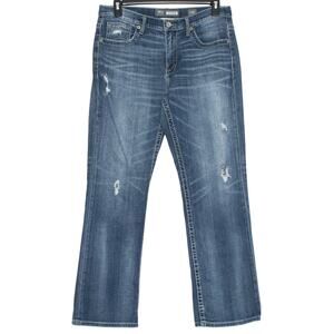 BKE Mens Jeans Tyler Bootleg Y2K Grunge Casual Streetwear Distressed Blue 34